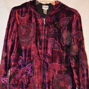 FINAL SALE!  EXC Velvet Bomber Jacket w/Hood